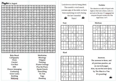August Puzzles To Print Bentham News