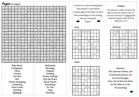 Many newspapers carry jumble, a puzzle in which the reader must unscramble letters to form words. August Puzzles to print - Bentham News