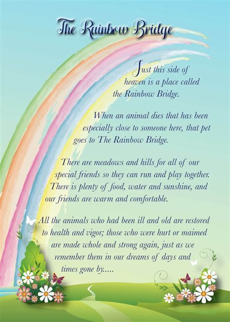 Rainbow Bridge Printable Poem Customize And Print