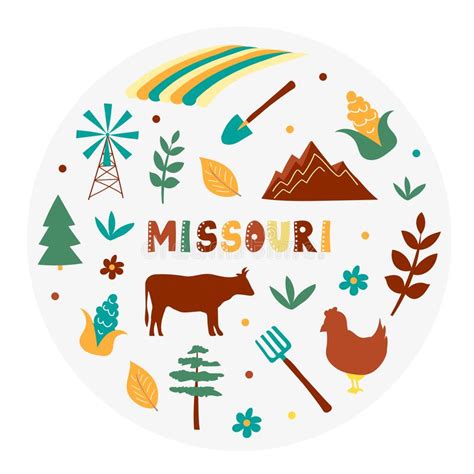 Usa Collection Vector Illustration Of Missouri Theme State Symbols