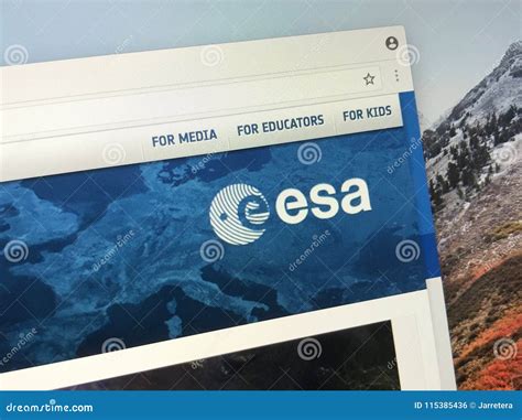 Official Homepage Of European Space Agency Esa Editorial Photo Image