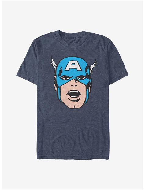Marvel Captain America Cartoon Head T Shirt Blue Hot Topic