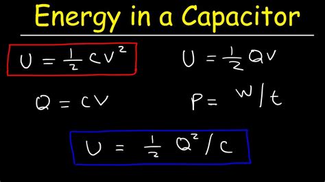 How To Calculate The Energy Stored In A Capacitor Youtube