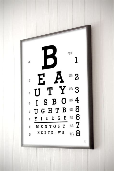 Snellen Eye Chart Print Lettering Typography Custom Eye Chart Etsy Canada
