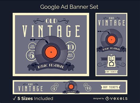 Vintage Vinyl Ad Banner Set Vector Download