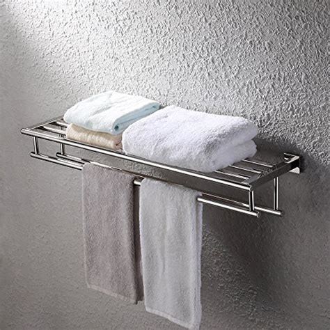 Kes 30 Inch Large Towel Rack With Shelf Stainless Steel Double Towel