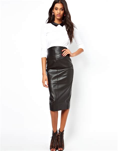 Lyst Asos Wasp Pencil Skirt In Leather In Black