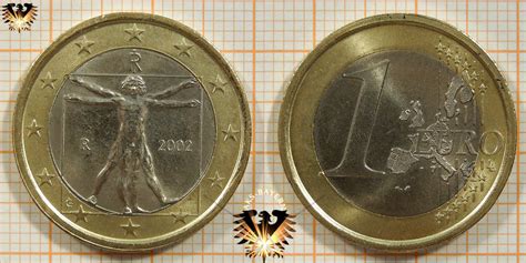 1 Euro Italien 2002 Nominal Münze Leonardo Da Vinci Vitruvian Man