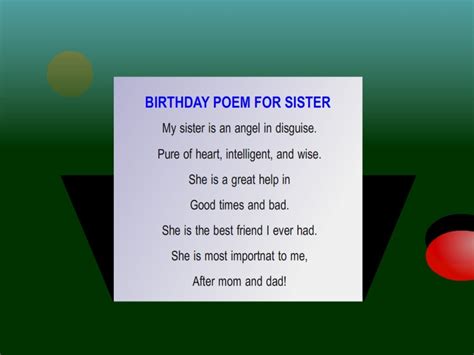 Maybe you would like to learn more about one of these? Happy Birthday Poems for Sister | HubPages