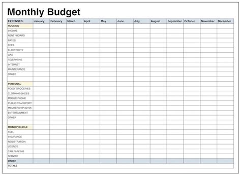Excel Monthly Expenses Spreadsheet Template Screenmoli