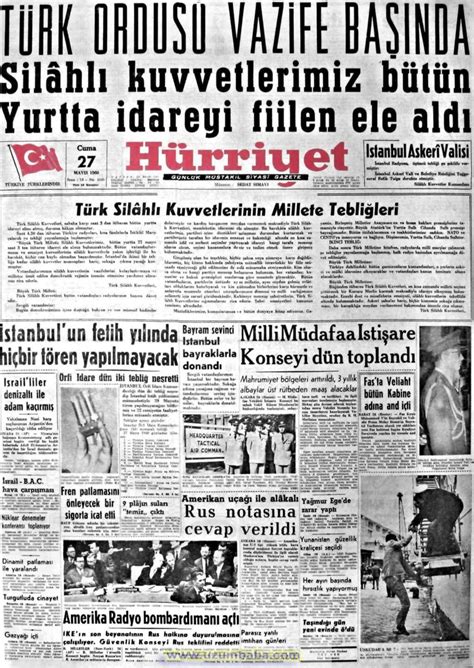 27 mayıs darbesi'nin gazete manşetleri. 27 mayıs 1960 #1357241 - uludağ sözlük galeri