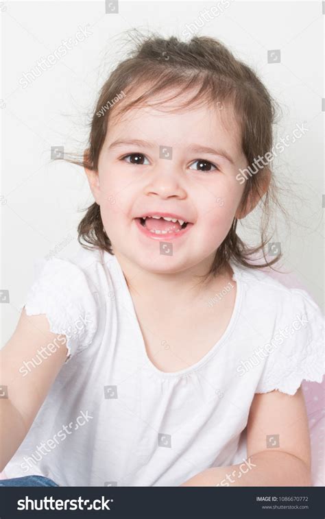 Portrait Charming Little Girl Smiling Camera Stock Photo 1086670772