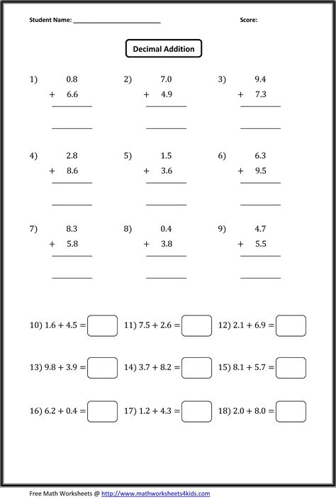Addition And Subtraction Of Whole Numbers Worksheets Pdf