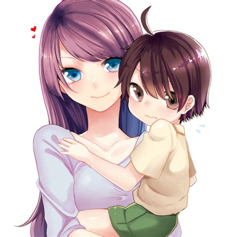 Hitagi Holding A Child Koyomi Monogatari Series Awwnime
