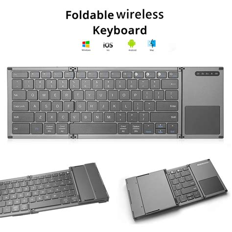 Portable Foldable Bluetooth Keyboard Mini Wireless Keypad With Touchpad