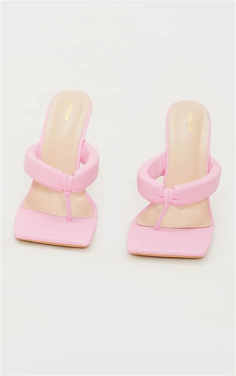 Pink Pu Tube Toe Thong Mid Heels Footwear Prettylittlething