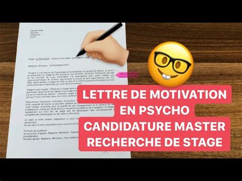 A vingt cinq ans donc, je vous soumets ma candidature spontanée pour ce poste avec la perspective d'intégrer votre honorable établissement. LA LETTRE DE MOTIVATION (EN PSYCHO) - YouTube