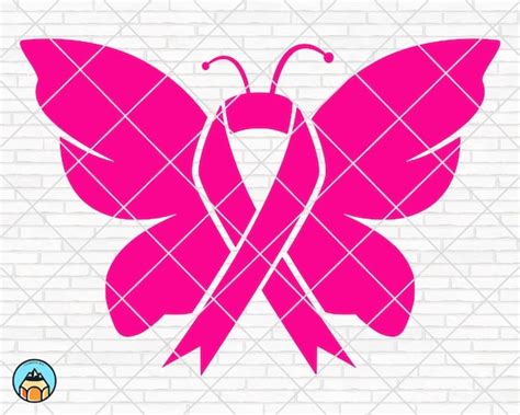 butterfly cancer ribbon svg breast cancer svg cancer etsy
