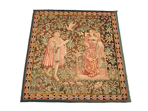 Tapestry Artwork Picture Rug Motif Shows A Young Renaissance Couple