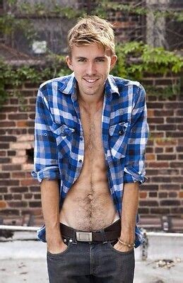 Shirtless Male Open Shirt Blond Hunk Hairy Abs Cute Dude PHOTO X C EBay