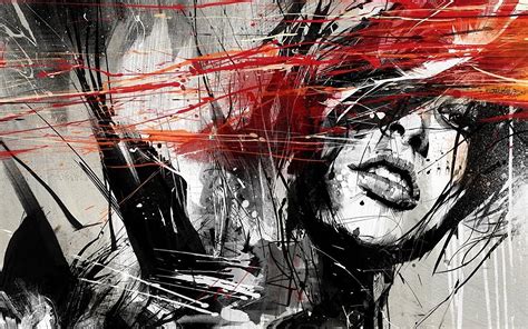 Wallpaper Face Drawing Illustration Women Abstract Artwork