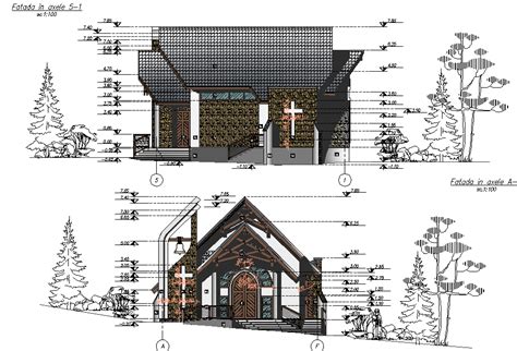 Detail Of Elevation And Section Chapel Plan Autocad File Cadbull
