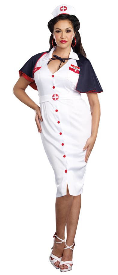 Plus Size Womens Night Nurse Costume 40s Pinup Costumes Deluxe