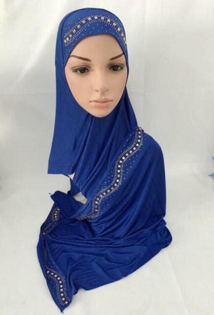 Muslim Women Hot Drill Ice Silk Long Scarf Arab Hijab Islamic Shawls