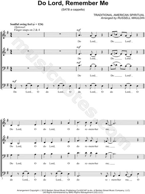 Russell Mauldin Do Lord Remember Me Arr Russell Mauldin Satb