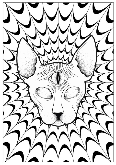 The term itself dates from the 50's, following an exchange between psychiatrist h. Cat psychedelic sphynx - Psychedelic Adult Coloring Pages