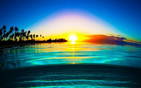 Wallpaper Sunlight Landscape Sunset Sea Water
