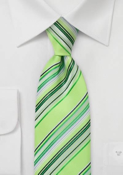 Bright Green Striped Necktie Cheap