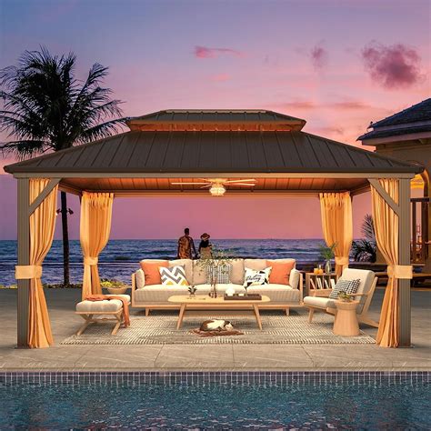 Erinnyees 12' x 16' Gazebo, Hardtop Gazebo with Galvanized Steel Roof