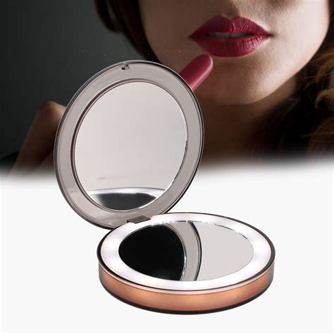 lyumo portable folding compact pocket mirror intelligent sensor led light makeup mirror
