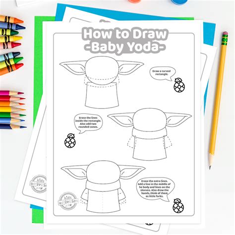 Easy And Fun Step By Step How To Draw Baby Yoda Tutorial Kids