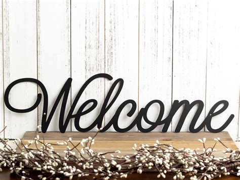 Horizontal Welcome Sign Metal Sign Outdoors Deck Welcome Sign Cabin