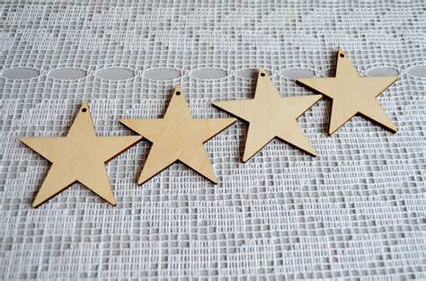 Set Of 4 Wooden Stars Craft Shapes Baby Mobile Craft Jewelry Etsy