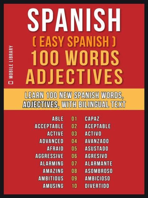 Spanish Easy Spanish 100 Words Adjectives Learn 100 New Spanish