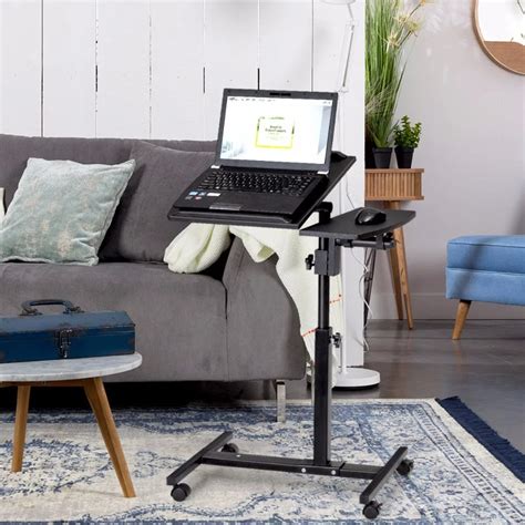 Goplus Angle And Height Adjustable Laptop Desk Rolling Notebook Sofa
