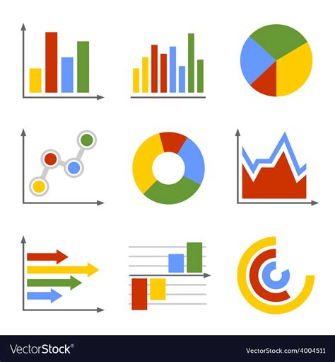 Color Business Graph And Chart Set Royalty Free Vector Image