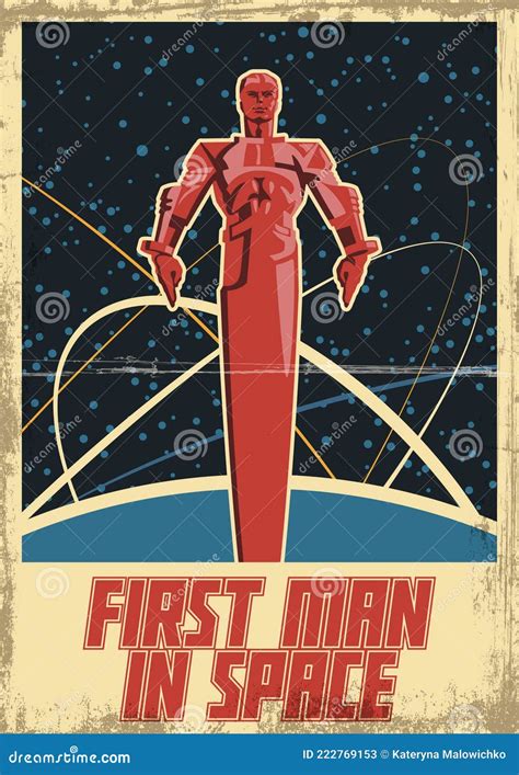 First Man In Space Vector Illustration Stock Vector Illustration Of