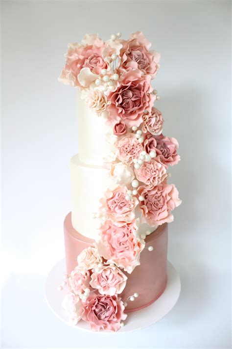 Rose Gold And Blush Wedding Cake Aidas Sweet Treats