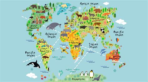 Cartoon World Map Custom Wallpaper