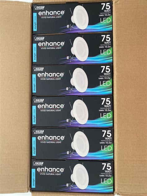 Feit Electric Enhance 75w Led Dimmable 5 6 Daylight 5000k 6 Pcs Per