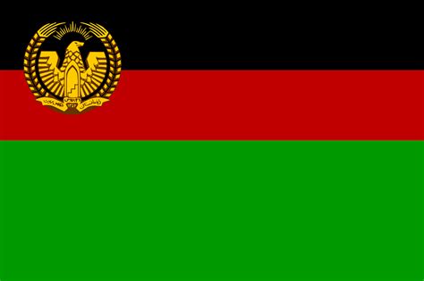La bandera consiste en tres franjas verticales de color negro, rojo y verde de izquierda a derecha. Afghanistan (1974-1978) | Banderas