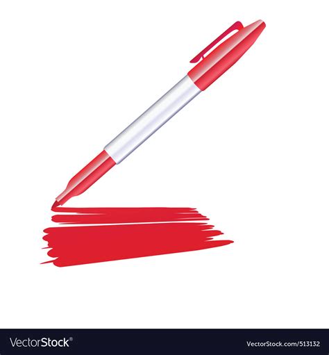 Red Marker Drawing On The Sheet Of Paper Vector Image