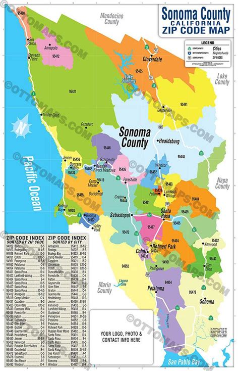 Sonoma County Zip Code Map Zip Codes Colorized Otto Maps