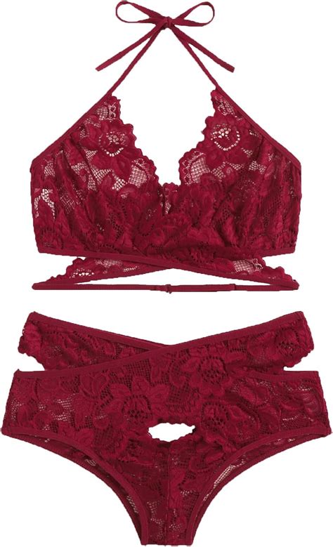 soly hux lace lingerie for women sexy sheer bra lace bralette and panty set