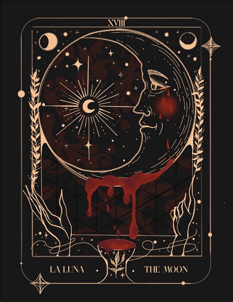 The Moon Tarot Card Print In 2021 Abstract Art Inspiration The Moon