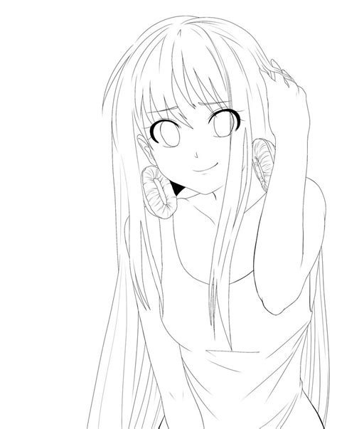 Kawaii Cute Anime Girl Drawing No Color Anime Wallpaper Hd